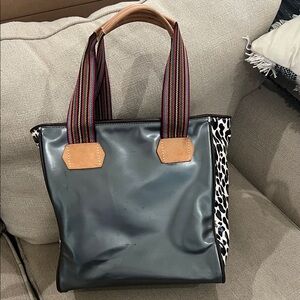 Consuela Stylish Gun Metal Gray and Leopard‎ Women's Tote Bag